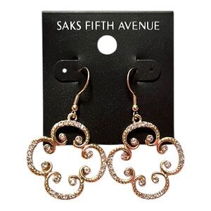 Saks Fifth Avenue Gold Pave Scroll Drop Earrings